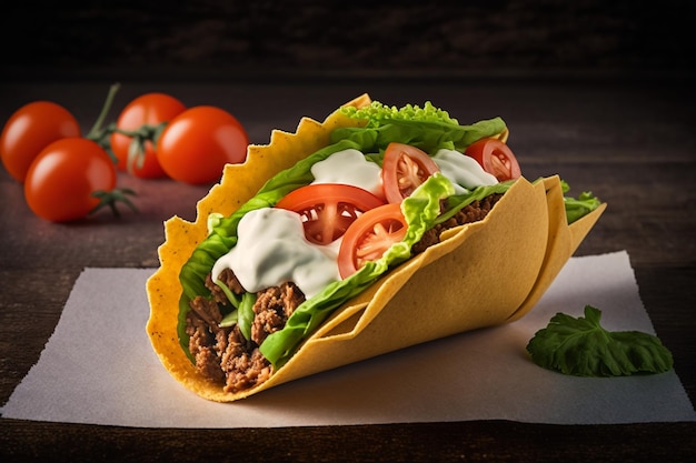 Un taco avec un taco wrap dessus