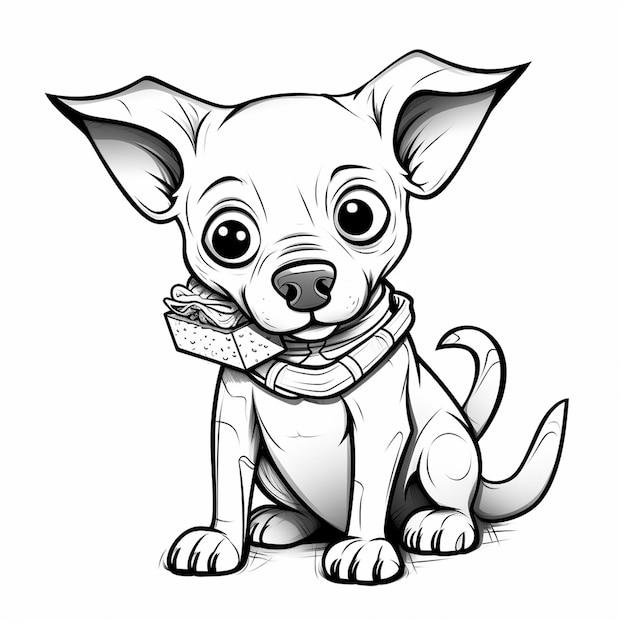 Photo taco terrier est un charme d'illustration mignon, un livre de coloriage plat, un art de ligne kawaii.