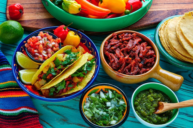 Photo tacos al pastor mexicain à l&#39;ananas de coriandre