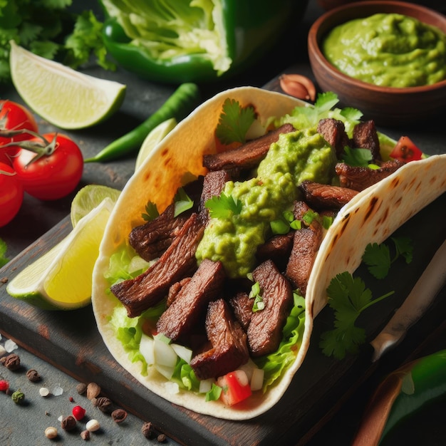 Tacos sur une assiette en bois