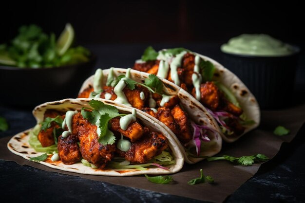 Tacos au chou-fleur au chipotle épicé avec de la citronnelle au citron vert