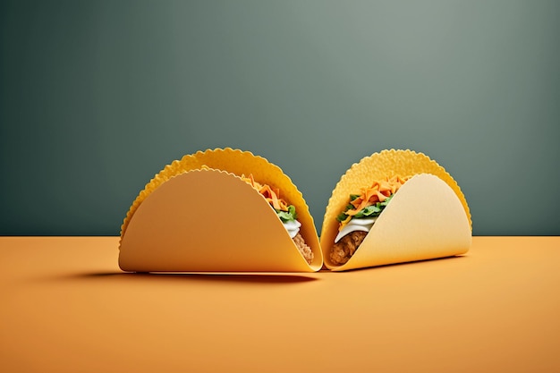 Tacos aux légumes sur fond jaune vif
