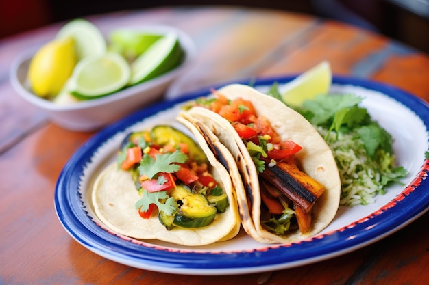 Tacos aux légumes grillés et accompagnement de guacamole