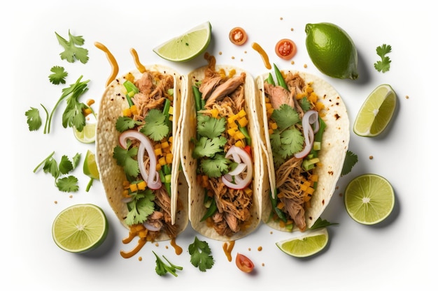 Tacos de carnitas de porc mexicain Illustration AI Generative