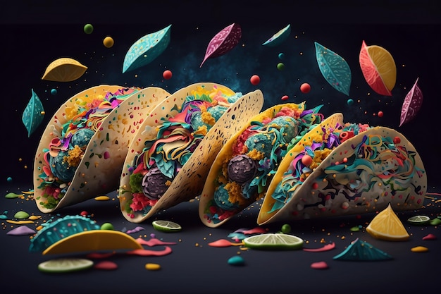 Photo tacos colorés générative ai