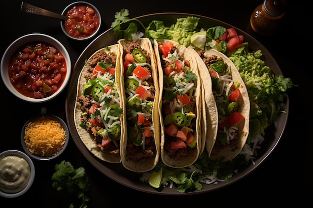 Des tacos délicieux avec de la viande.