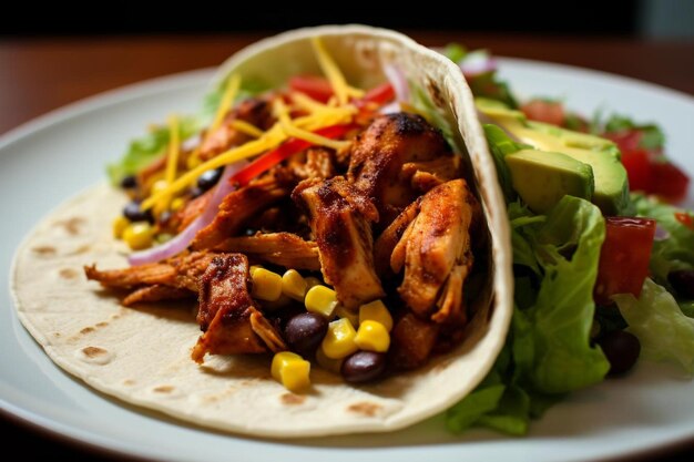 Des tacos de dinde fumée avec de la salsa d'avocat au maïs