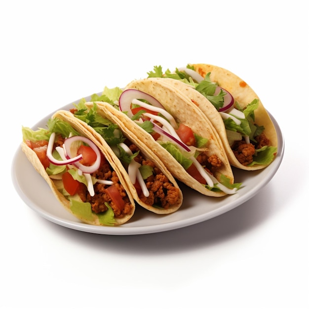 Tacos avec fond blanc ultra hd de haute qualité