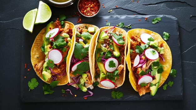 tacos gourmet se concentrant sur une présentation élevée qui marie le charme rustique avec la sophistication moderne