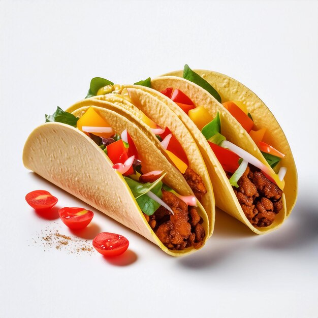 des tacos mexicains isolés sur un fond blanc