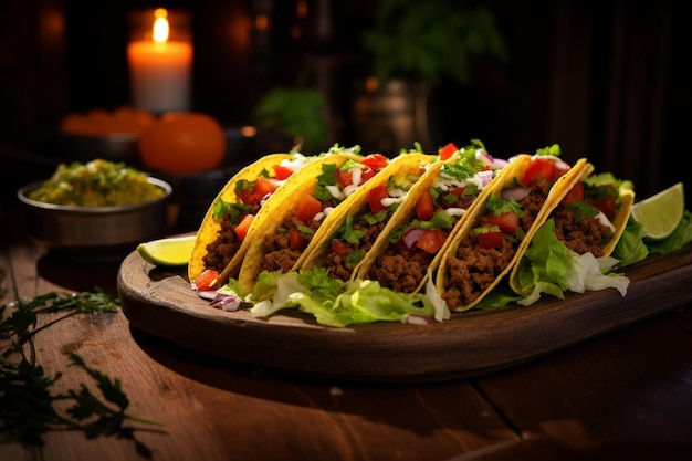 Tacos mexicains traditionnels avec de la viande et des légumes isolés sur un fond blanc