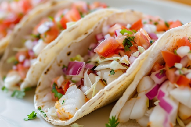 Tacos de poisson croustillant avec chou Photo de nourriture mexicaine parfaite