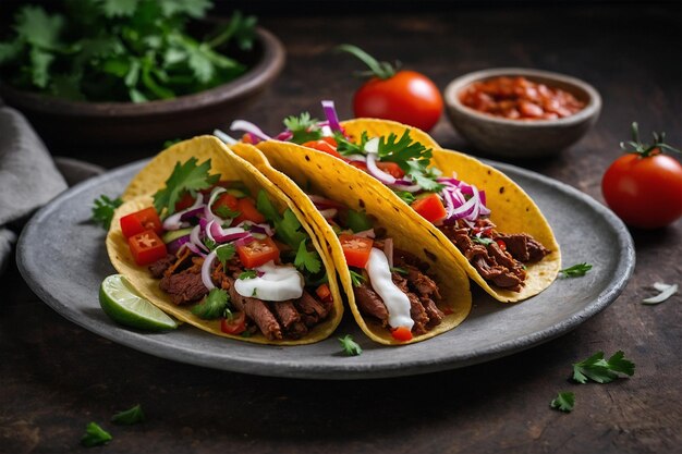 Photo des tacos sains avec de la viande fraîche et des légumes