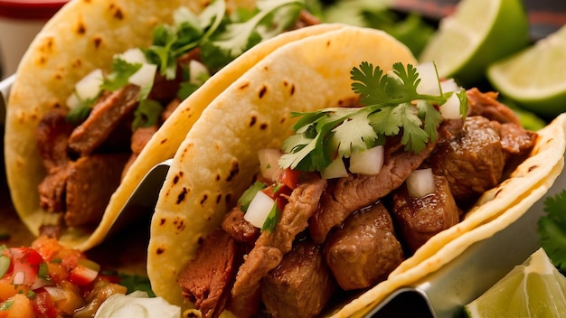 Tacos de sirloin avec cebolle et coriandre nourriture mexicaine