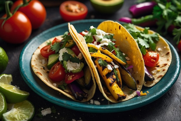 Tacos végétariens avec des légumes grillés