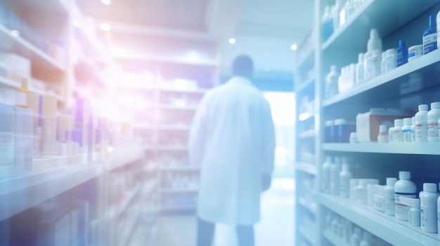 Étagères de pharmacie avec des médicaments