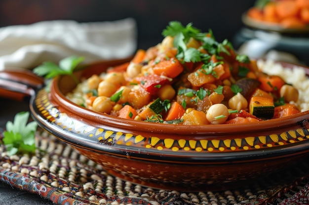 Tagine végétale avec couscous d'amande et de pois chiches