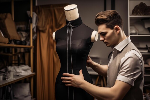 Photo tailor drapeau tissu de laine sur un mannequin ia générative