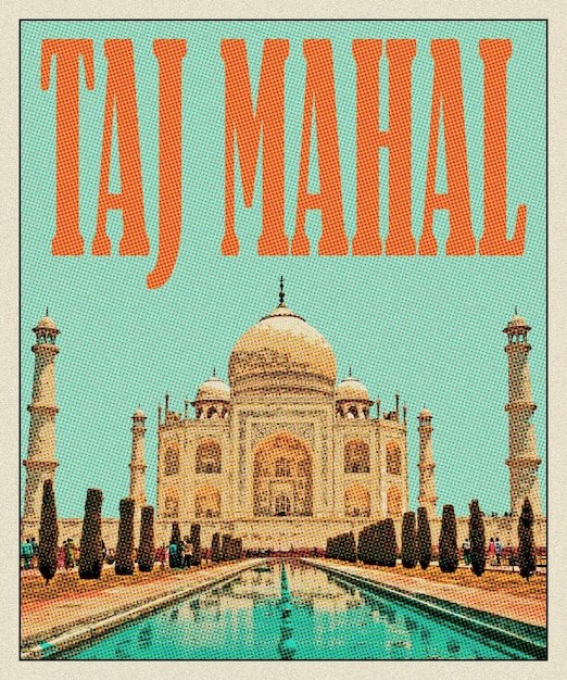 Photo taj mahal une affiche de voyage rétro