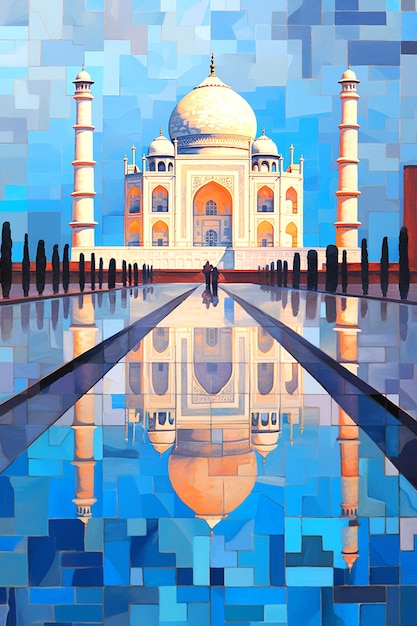 Taj Mahal blanc avec un ciel bleu