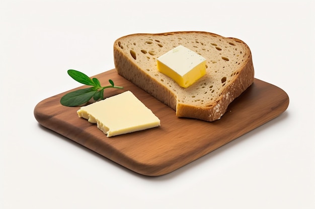 Étaler du beurre sur du pain grillé avec un couteau sur une planche de bois