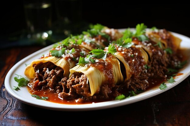 Tamales de bœuf rouge chili savoureux