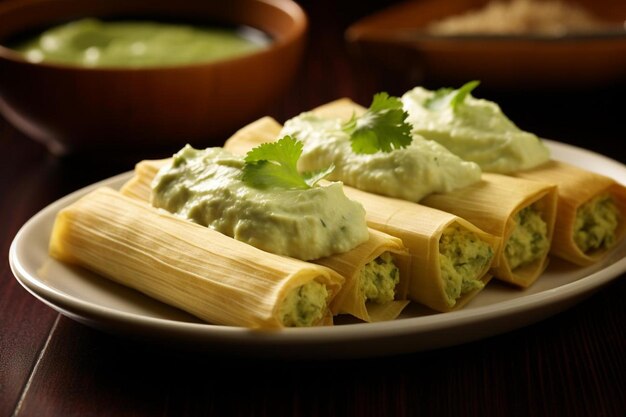 Tamales à la crème d'avocat épicé