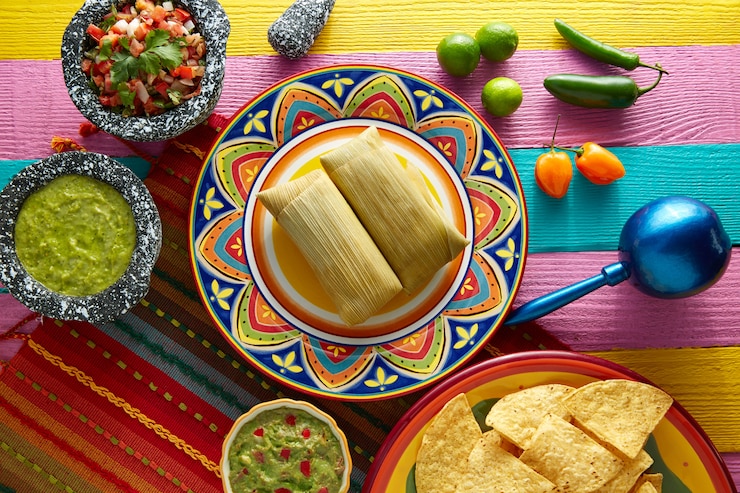 Photo tamales mexicaines de feuilles de maïs