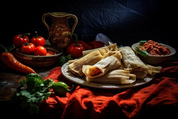 Les tamales traditionnels et la salsa fraîche