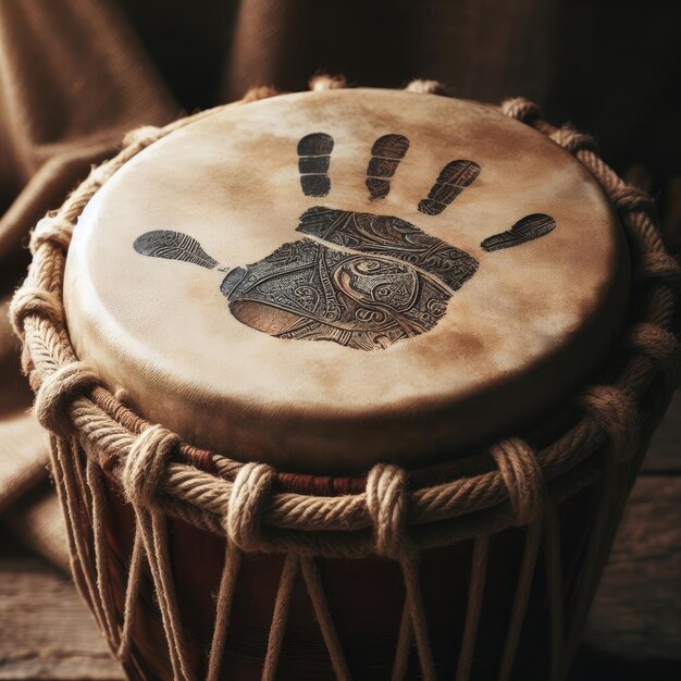 Tambour africain sur fond blanc Instrument de musique