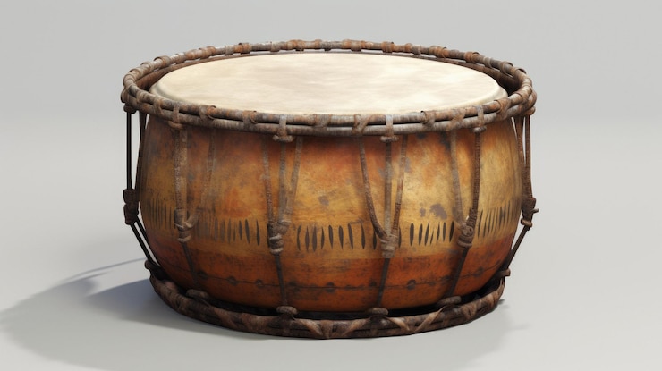 Photo un tambour avec un instrument de musique sur le devant.