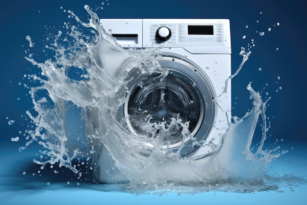 Le tambour de la machine à laver crée une éclaboussure d'eau.