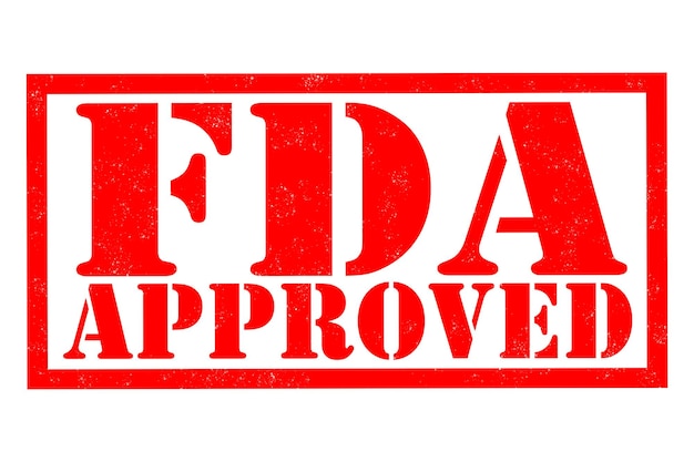 Tampon en caoutchouc approuvé par la FDA sur un fond blanc
