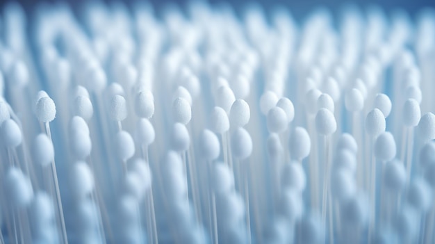 Photo des tampons de coton soigneusement disposés sur une surface