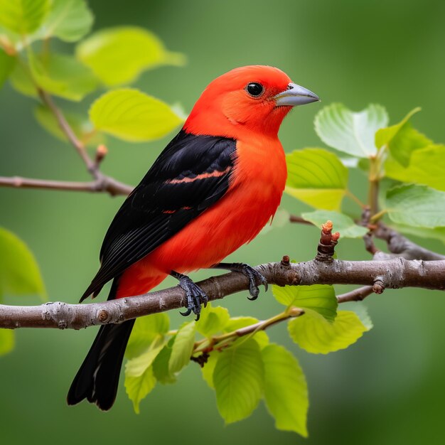 Un tanager écarlate sur une branche