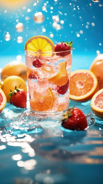 Étancher la soif d'été boissons fruitées vibrantes sur glace un mélange rafraîchissant de saveurs tropicales d'agrumes et de fraîcheur pour un chillout d'été parfait délicieusement tentant et visuellement attrayant