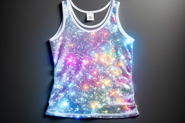 Tank Top Glitter Vinyl Design Couleurs métalliques étincelantes Partie propre blanc blanc pour le tournage photo