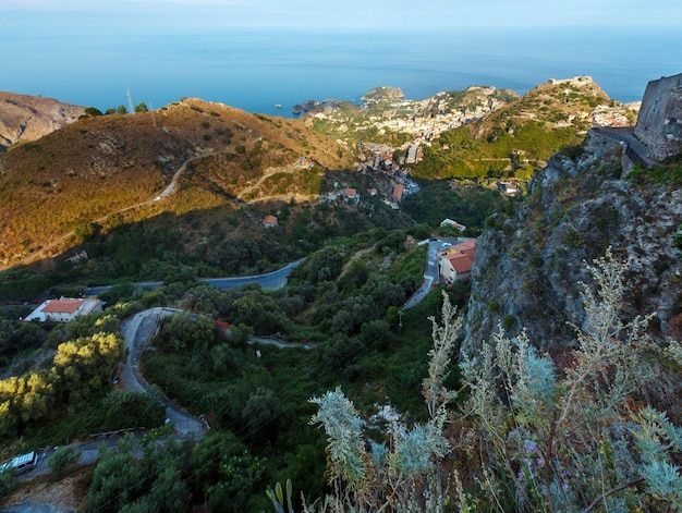 Photo taormina vue de castelmola sicile