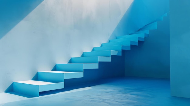Étape d'escalier bleu vers la croissance succès rendre le progrès la voie et l'avancée de la réalisation concept créatif