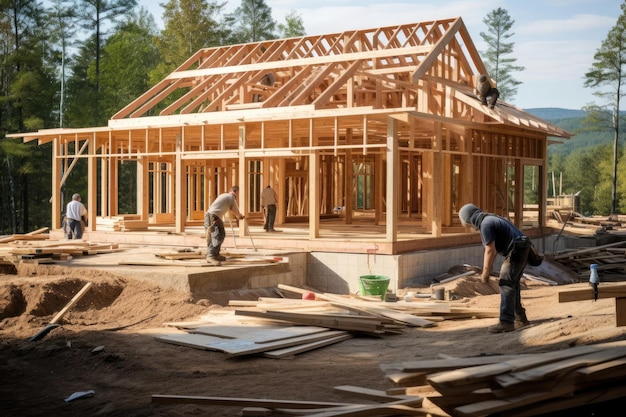 Étapes de construction et de finition de maisons en bois respectueuses de l'environnement