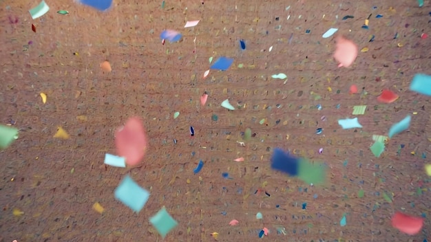 un tapis brun avec des confettis dessus