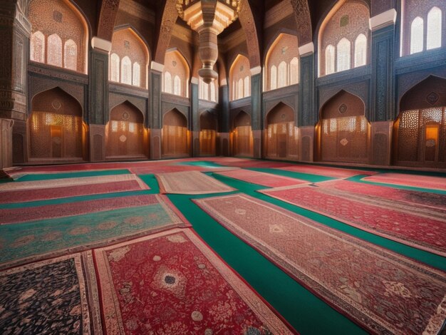 Des tapis islamiques traditionnels dans une mosquée