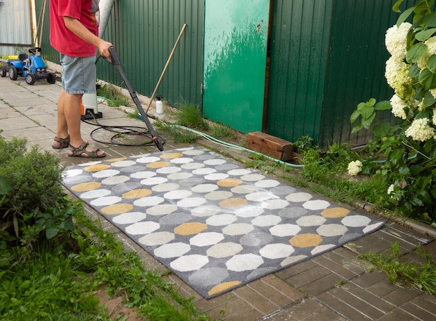 Tapis lavable à la pression Nettoyage de tapis avec un spray professionnel