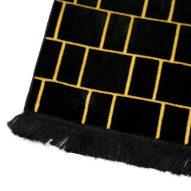 Un tapis noir et jaune avec un motif noir et jaune