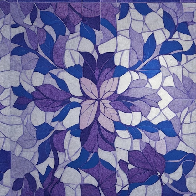 Photo un tapis peint en mosaïque de fleurs fascinant avec des détails blancs et violets intricats