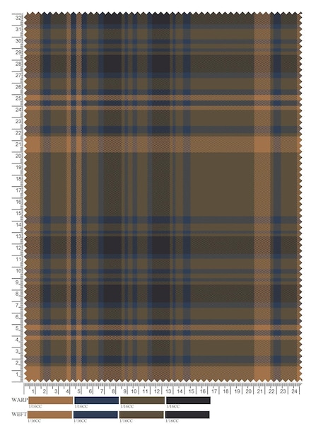un tapis qui a un motif à carreaux brun et bleu