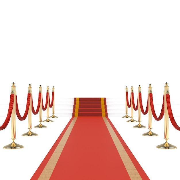 Photo tapis rouge avec des cordes rouges sur des chandeliers dorés