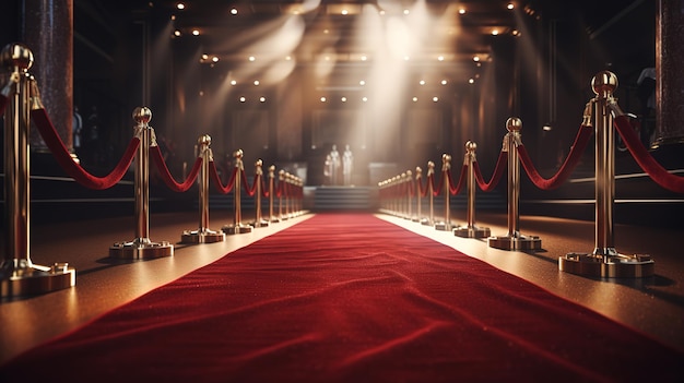 Tapis rouge déroulé devant le décor glamour de la première du film