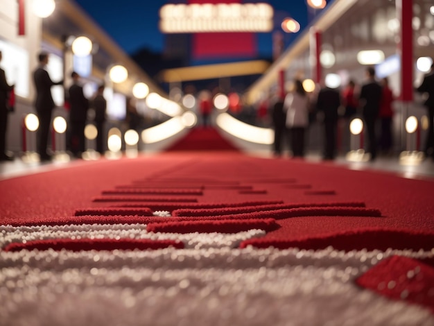 Photo un tapis rouge glamour dévoilant devant un lieu glamour et moderne