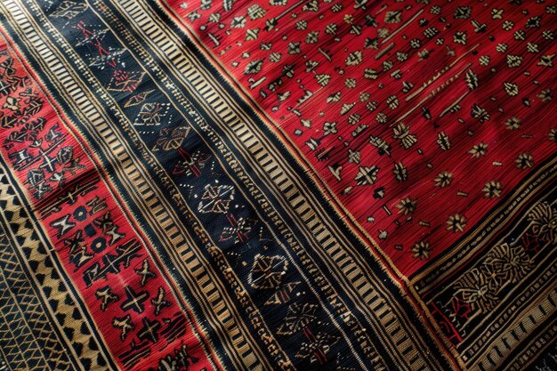 Photo un tapis rouge de style vintage détaillé motifs traditionnels arabes rétro sadu